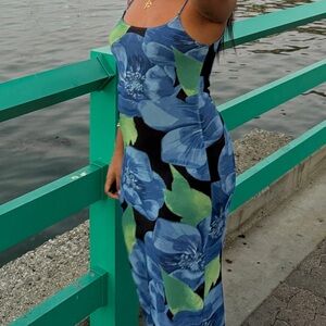 Blue and Green Floral Pants